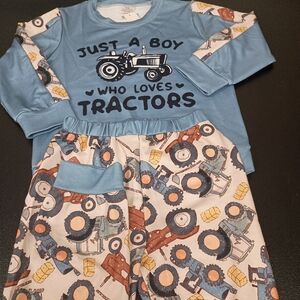 Blue Tractor Pajama Set